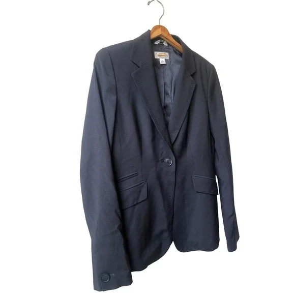 Talbots Navy Blue Wool One Button Blazer Jacket Women Size 6 Preppy Office Chic - Picture 5 of 8